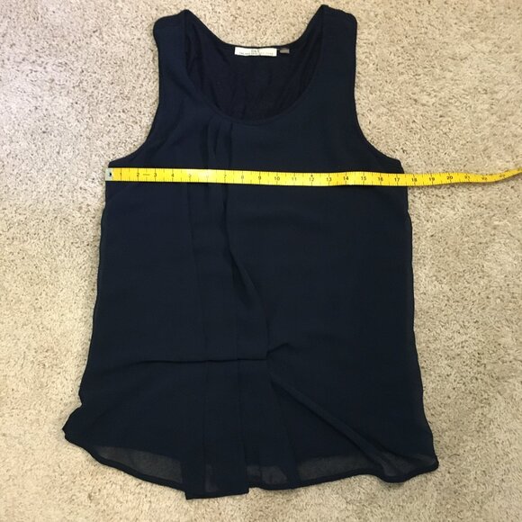 Dex Dark Navy Blue Chiffon Super Pleat Art Deco Two Layer Tank - Picture 11 of 13